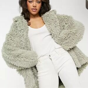 Free People Honeypie Teddy Jacket Shag Faux Fur Coat Large‎
